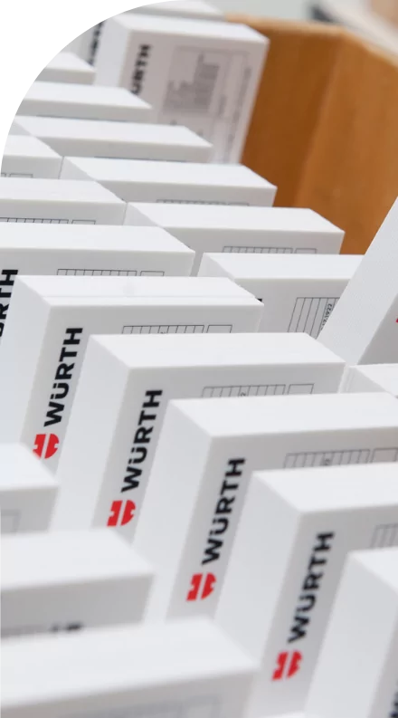 A box full of high quality white boxes with the word Wichita on them.