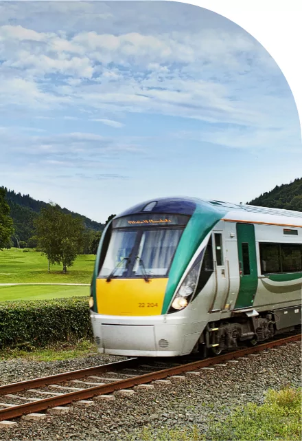 The train has custom green and white labels.